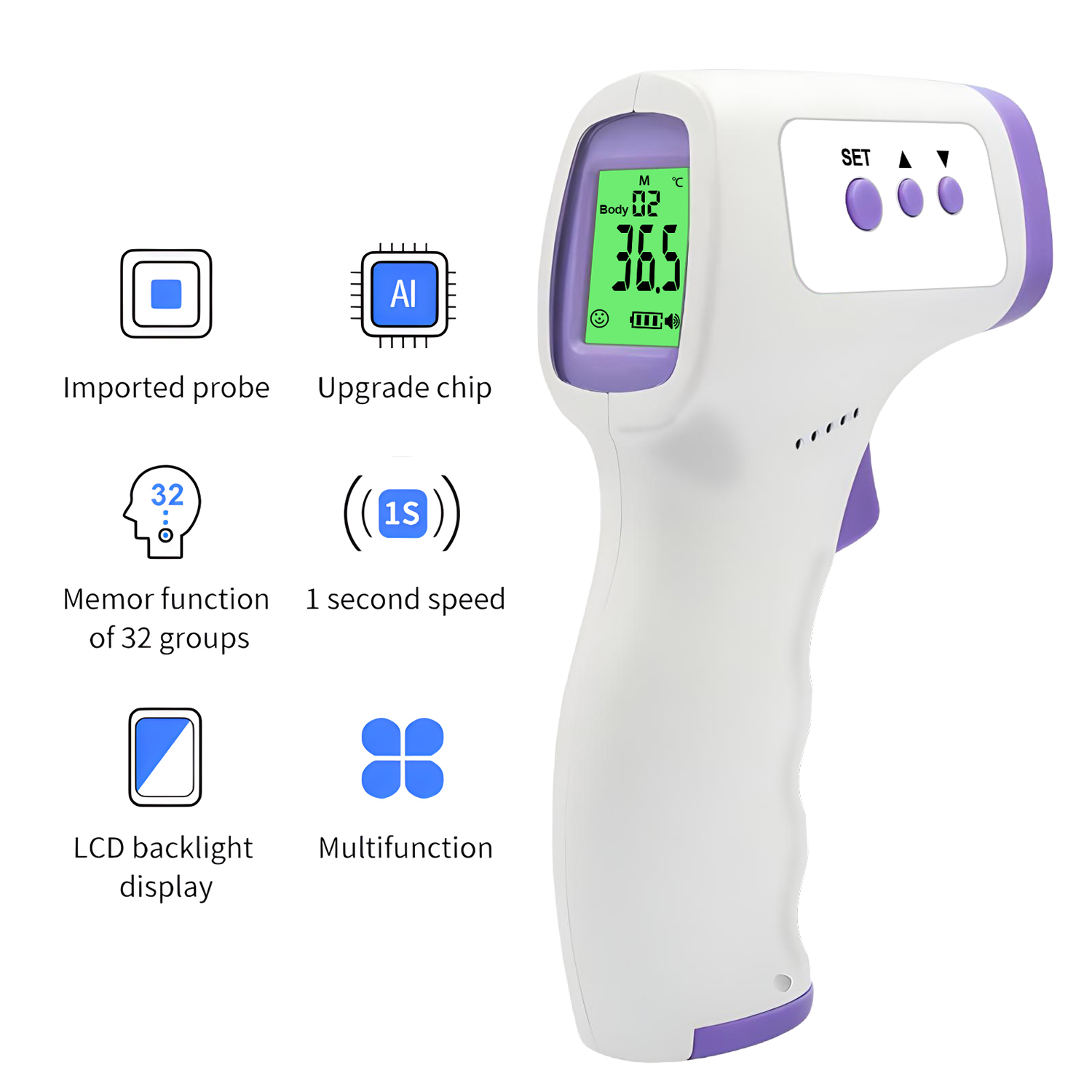Industrial Laser Thermometer - Household Outdoor non-contact Forehead Digital Display