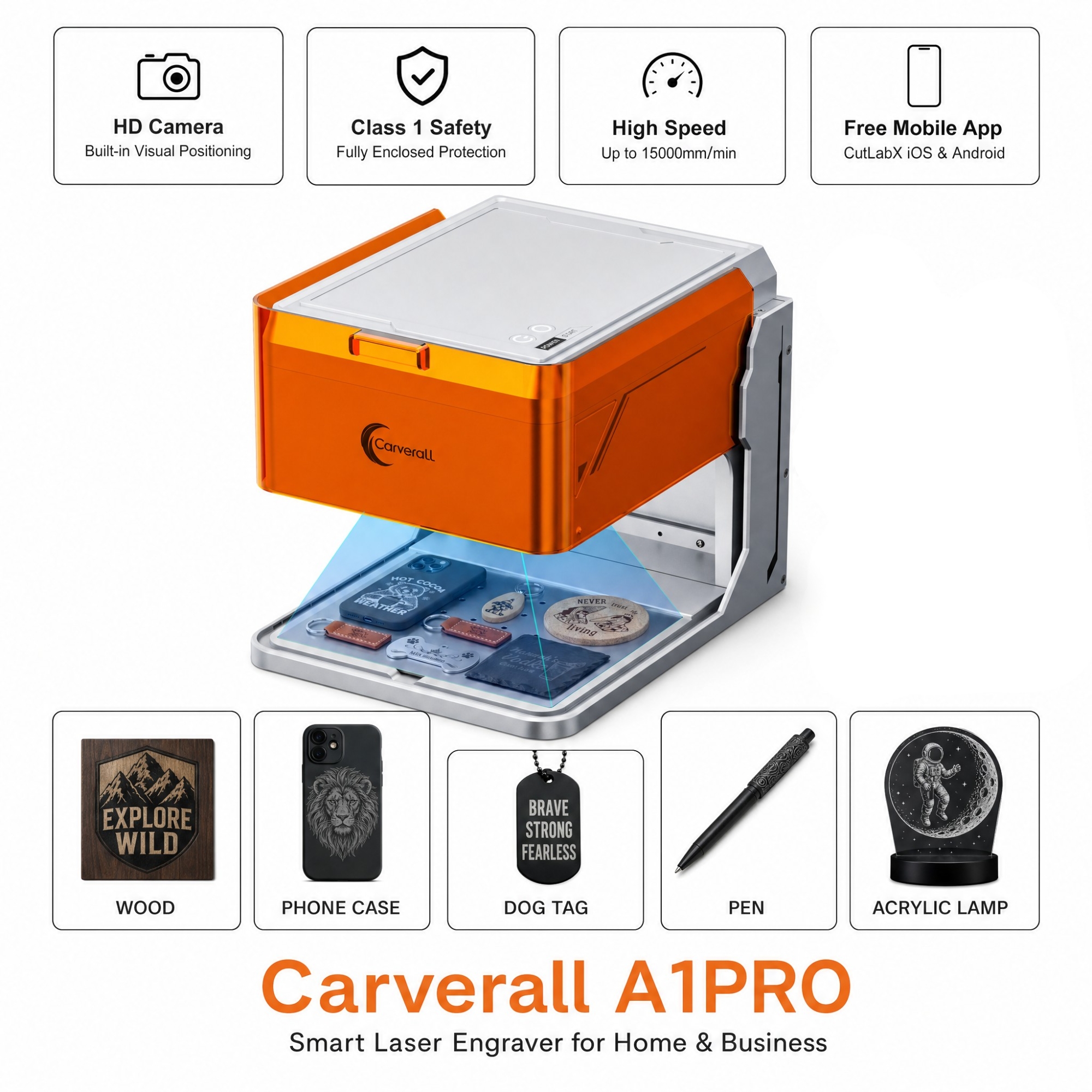 Industrial Laser Technology - Carverall A1PRO Desktop Laser Engraver and