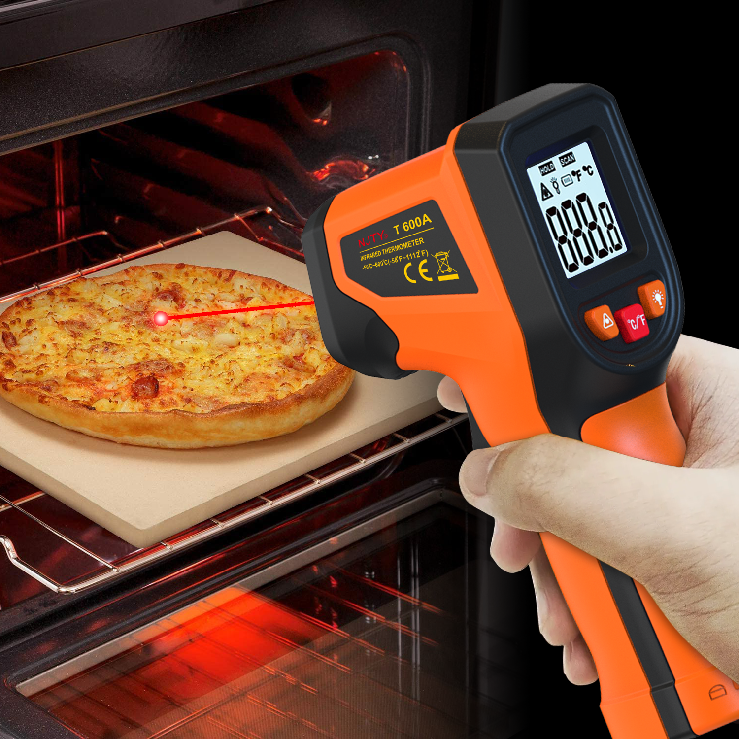 Industrial Laser Thermometer - NJTY T600T600A Laser Temperature Gun Infrared