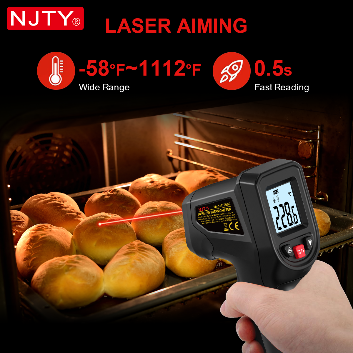 NJTY T600 Infrared Thermometer – Industrial Laser Thermometer recenzja i cena